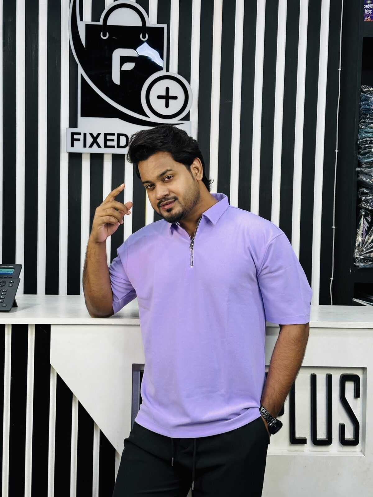 Drop Shoulder Polo purple 001105