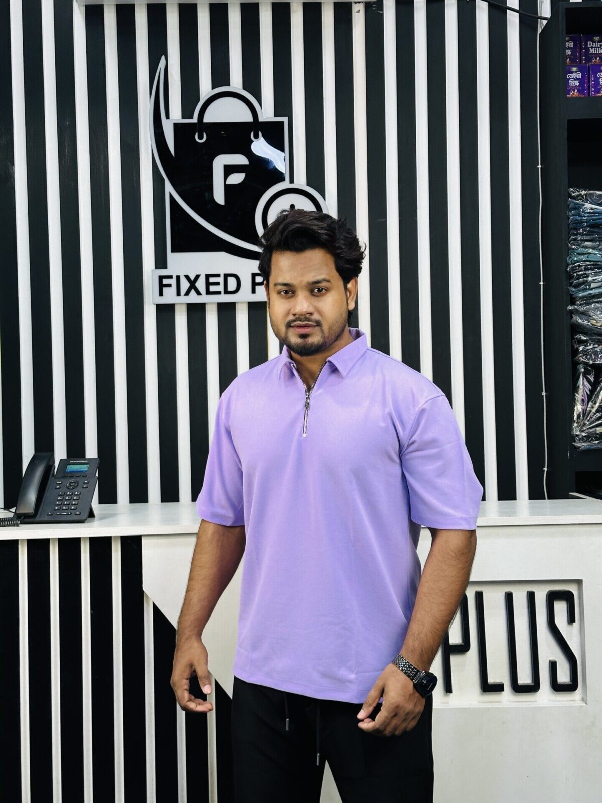 Drop Shoulder Polo purple 001105 - Image 3