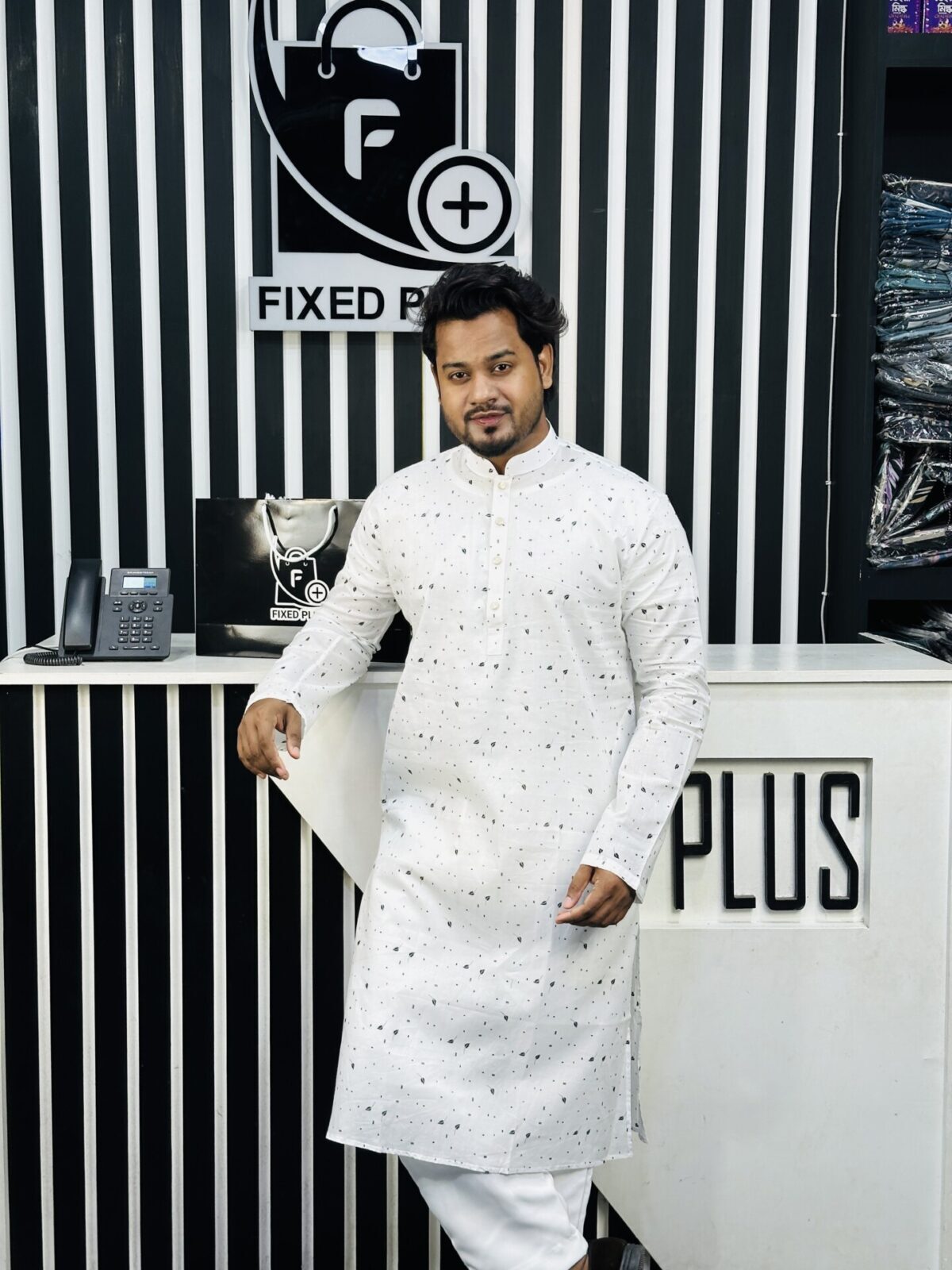 Cotton Printed Punjabi (Black Print) 001305 - Image 2