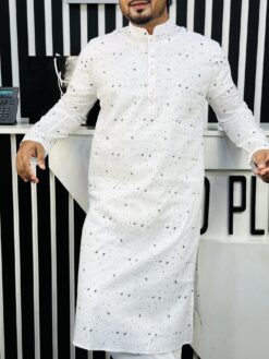 Cotton Printed Punjabi (Black Print) 001305