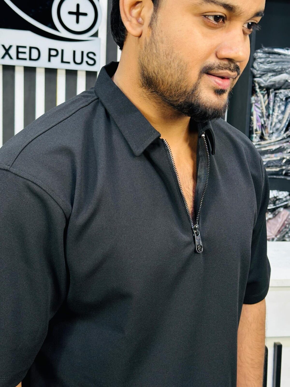 Drop Shoulder Polo Black 001101 - Image 4