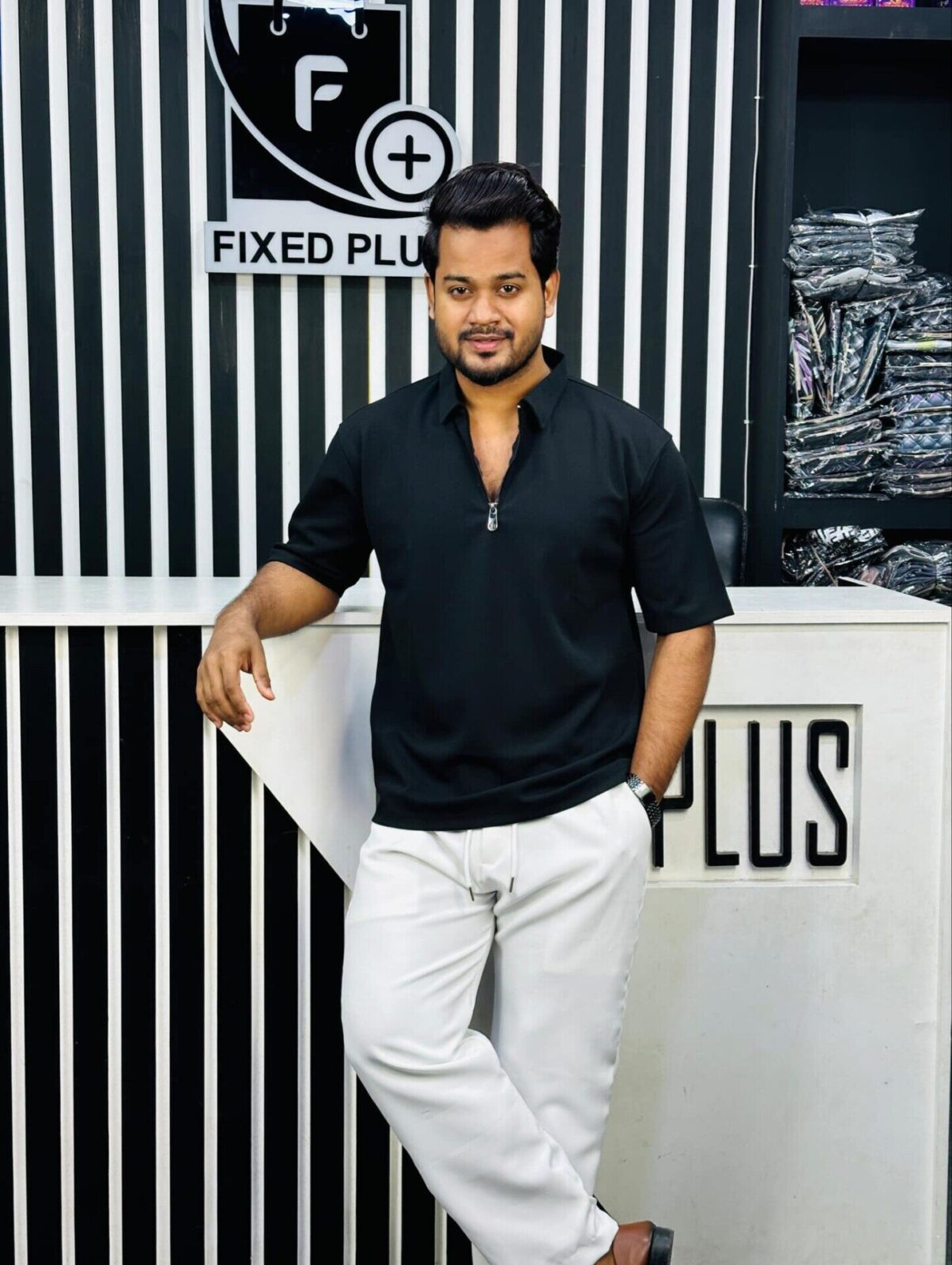 Drop Shoulder Polo Black 001101