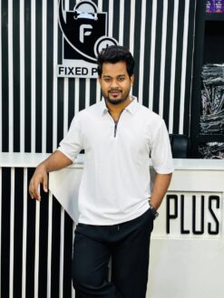 Drop Shoulder Polo White 001100