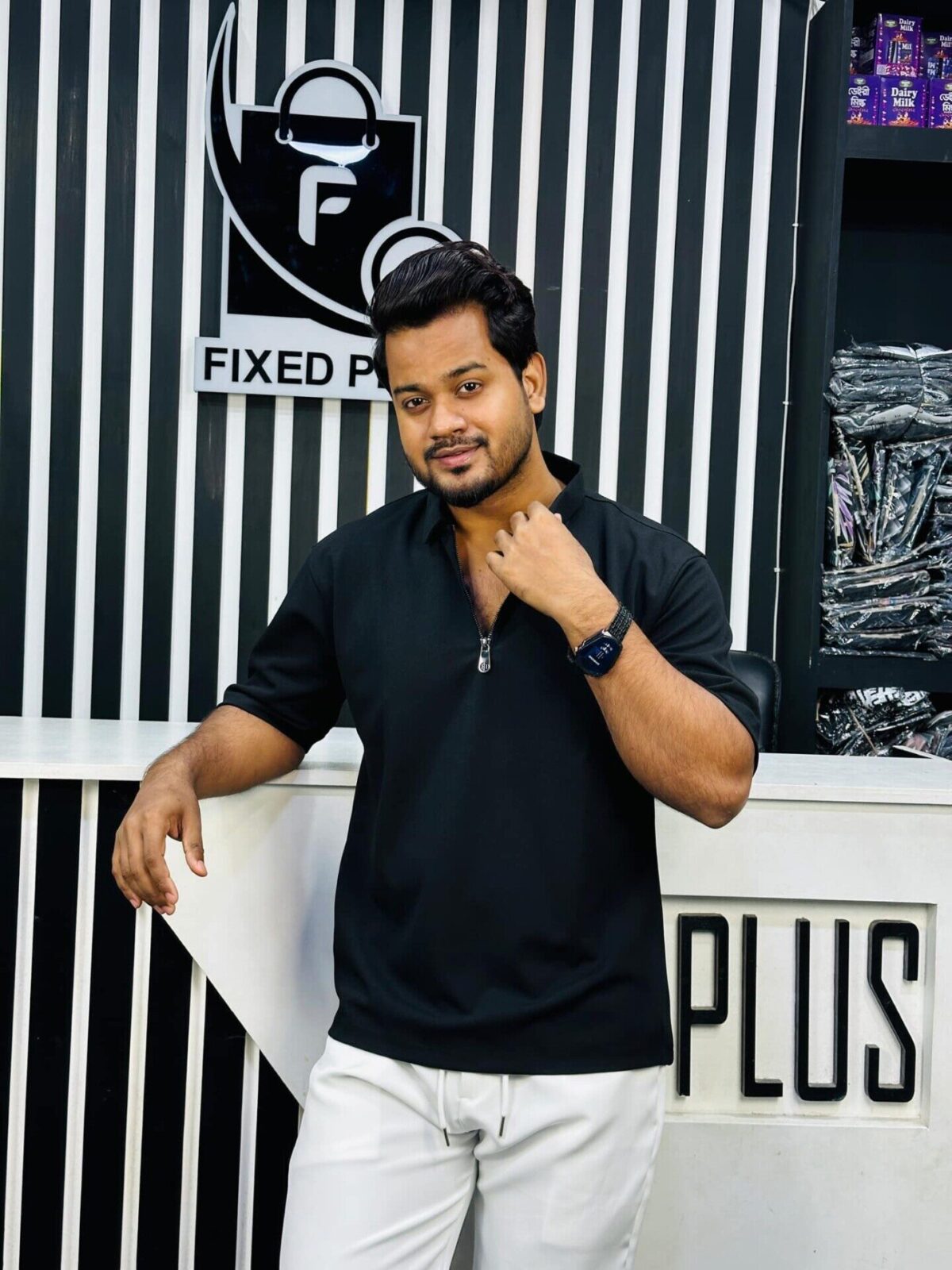 Drop Shoulder Polo Black 001101 - Image 3