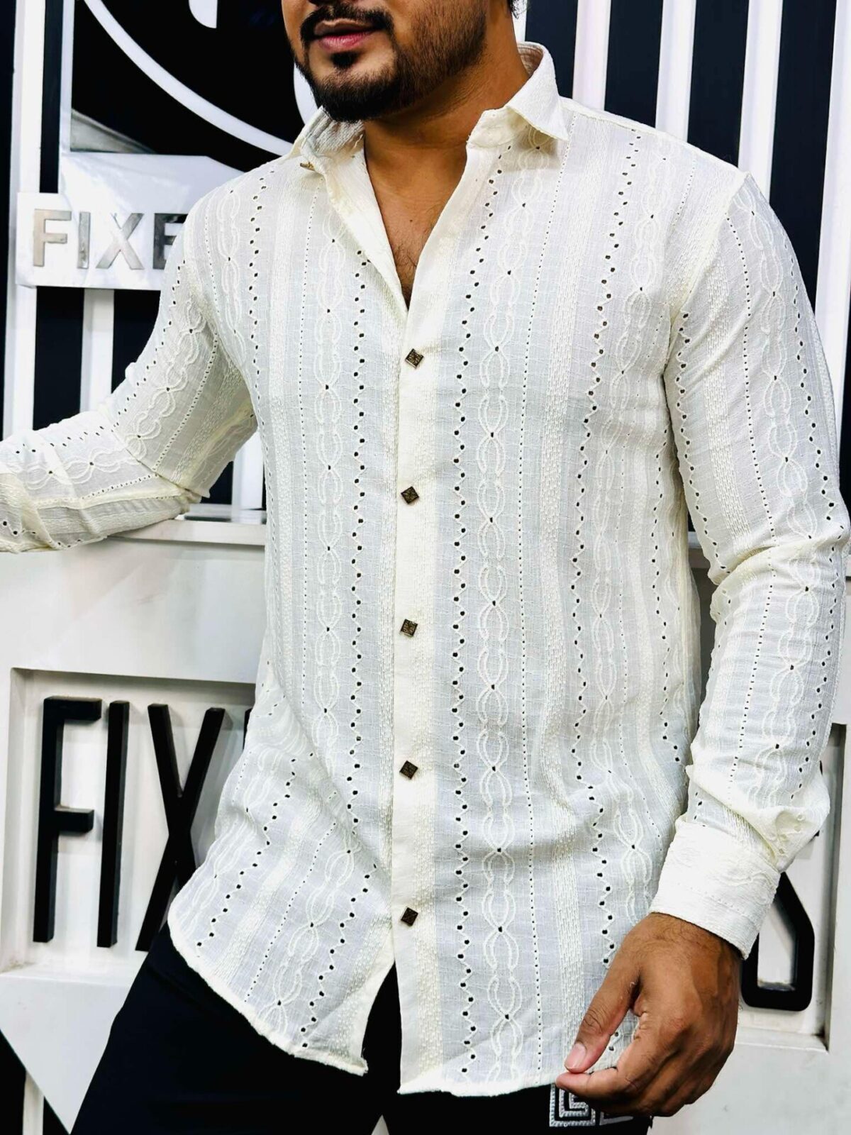 Chinese Spandex Shirt (Cream) 30 - Image 2