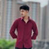 Textured Casual Shirt (Maroon) (TCS-5)