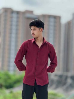 Textured Casual Shirt (Maroon) (TCS-5)