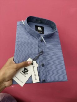 Premium Wave-Texture Sky Blue Panjabi (PWP-4)