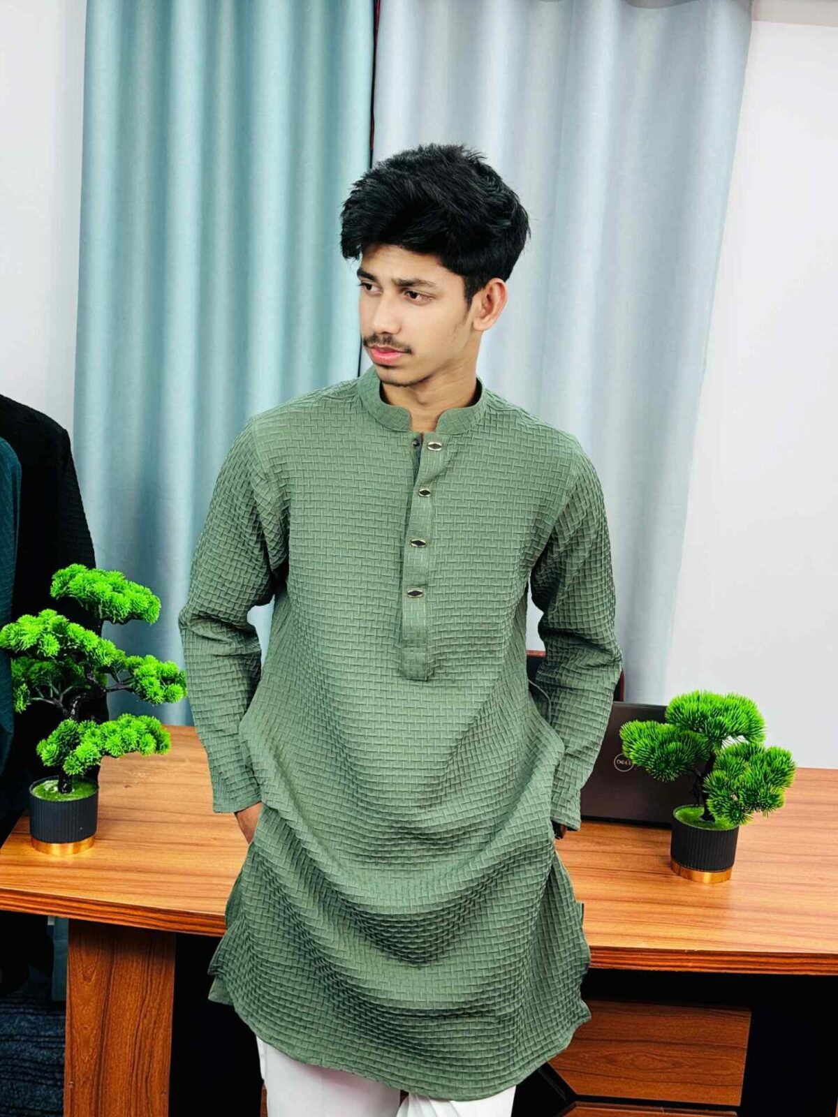 Premium Textured Panjabi(Olive) (PTP-4) - Image 2