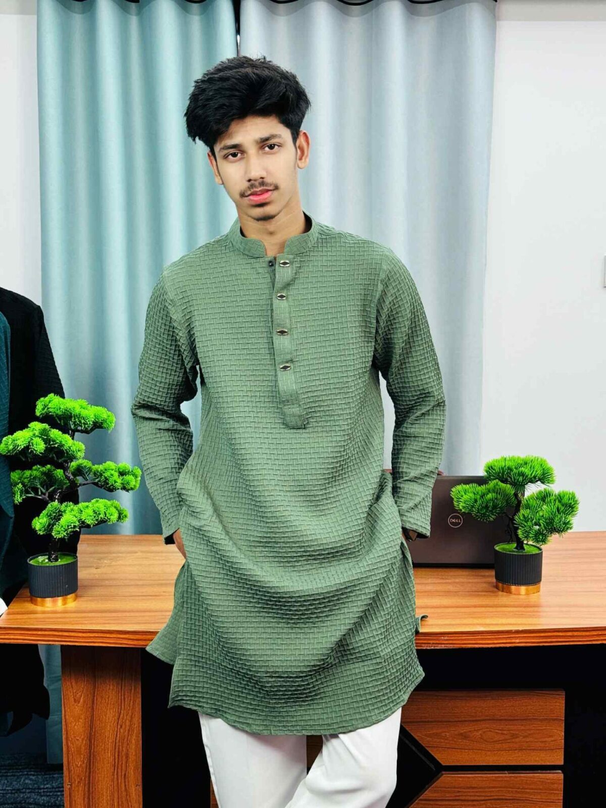 Premium Textured Panjabi(Olive) (PTP-4) - Image 3