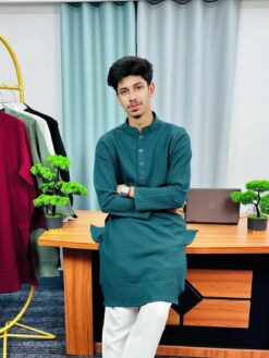 Premium Textured Panjabi(Dark Teal Grean) (PTP-1)