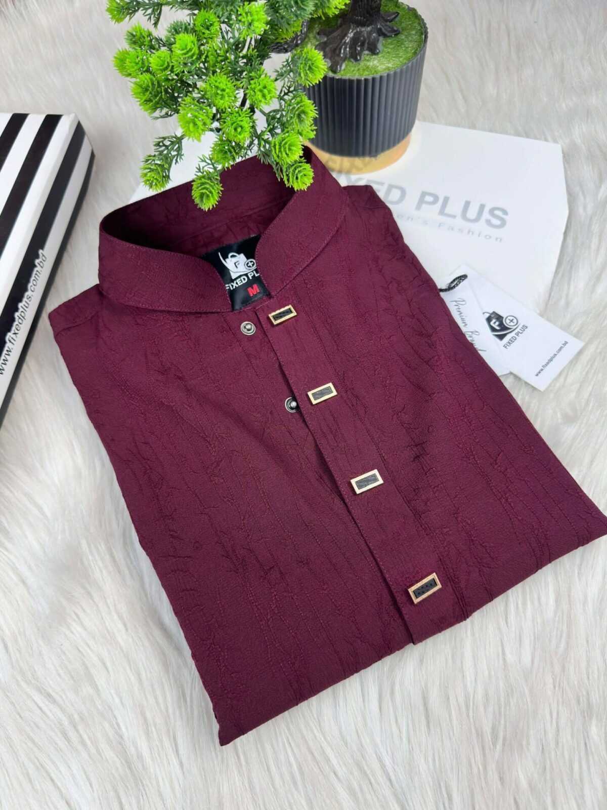 Royal Textura Panjabi – Maroon Luxe (RWP-7) - Image 4