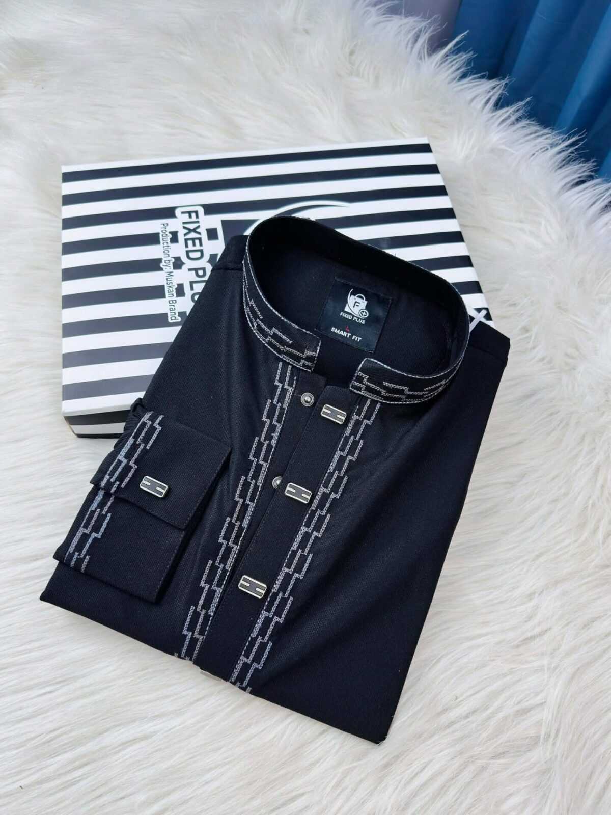 Premium Classic Panjabi – Black (PSP-4) - Image 4