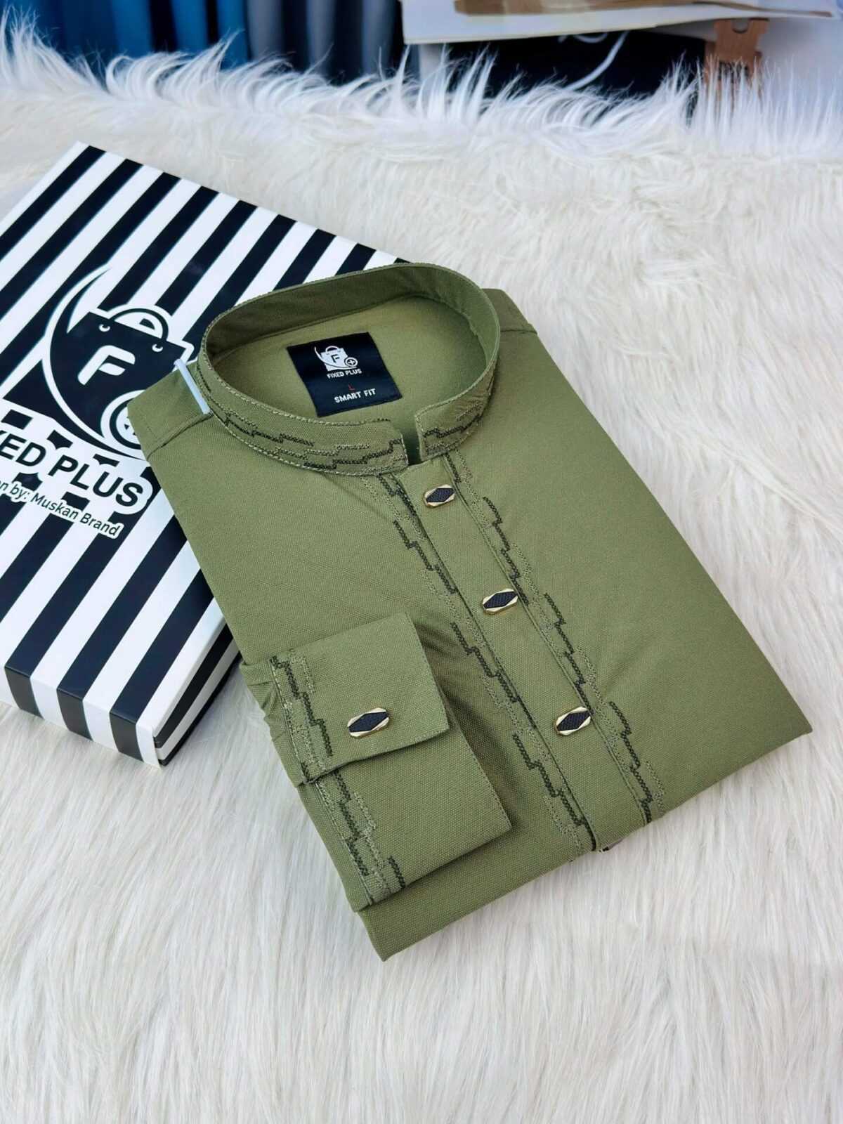 Premium Classic Panjabi – Olive Green (PSP-1)