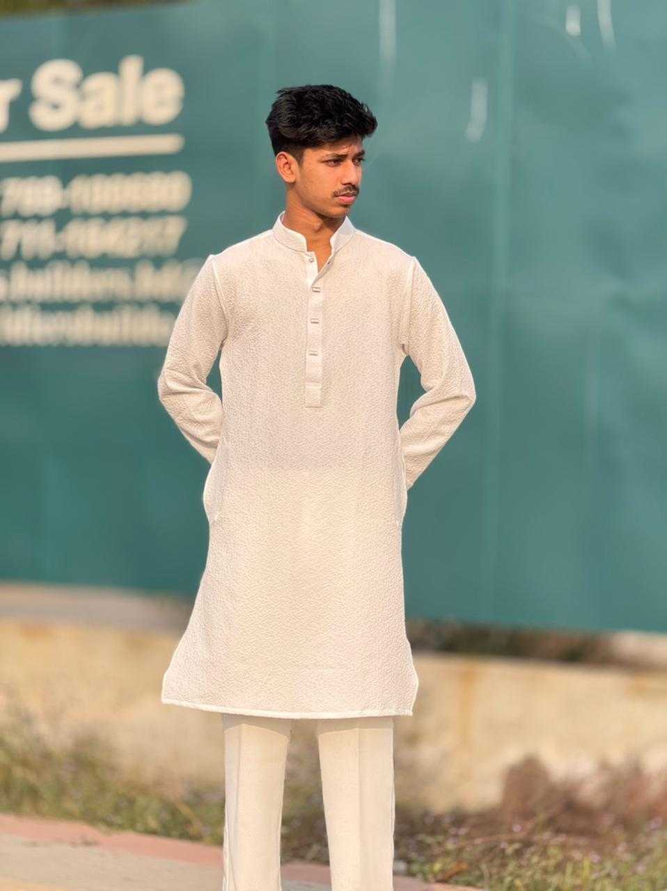 Royal Weave Panjabi – White (RWP-8) - Image 4