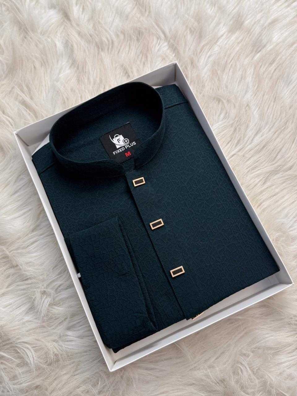 Royal Weave Panjabi – Dark Bottle Green (RWP-10) - Image 4