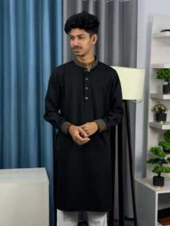 Premium Black Embroidered Panjabi (PEP-7)