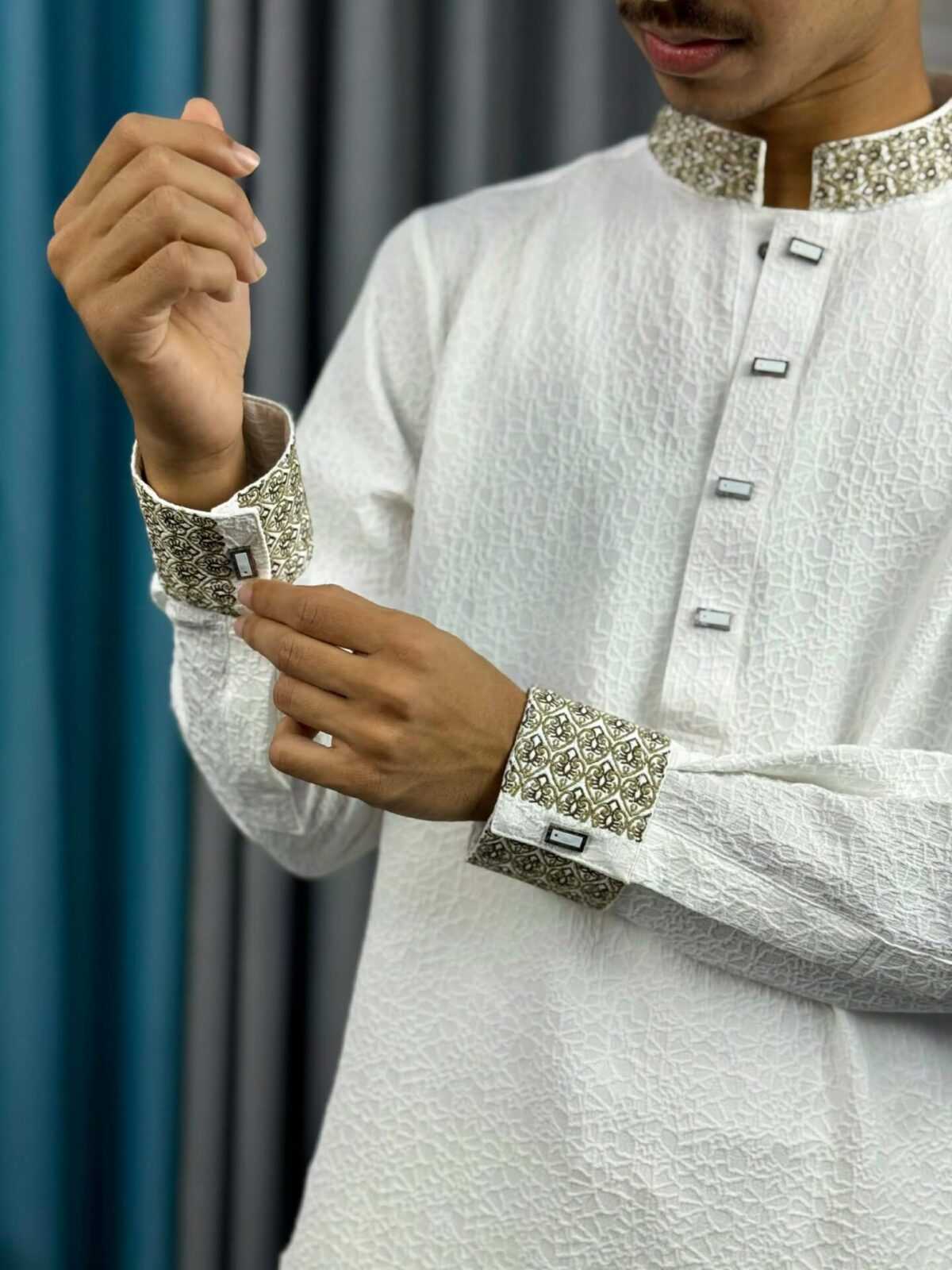 Premium White Embroidered Panjabi (PEP-9) - Image 4