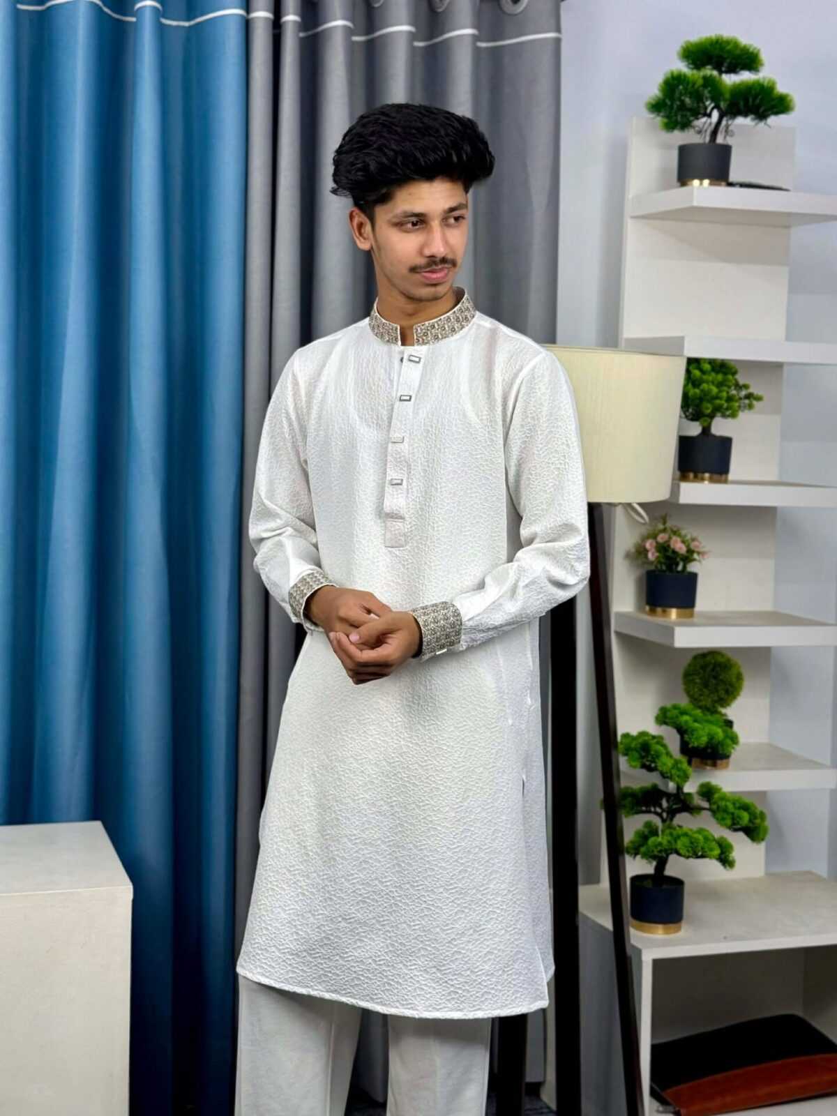 Premium White Embroidered Panjabi (PEP-9) - Image 6