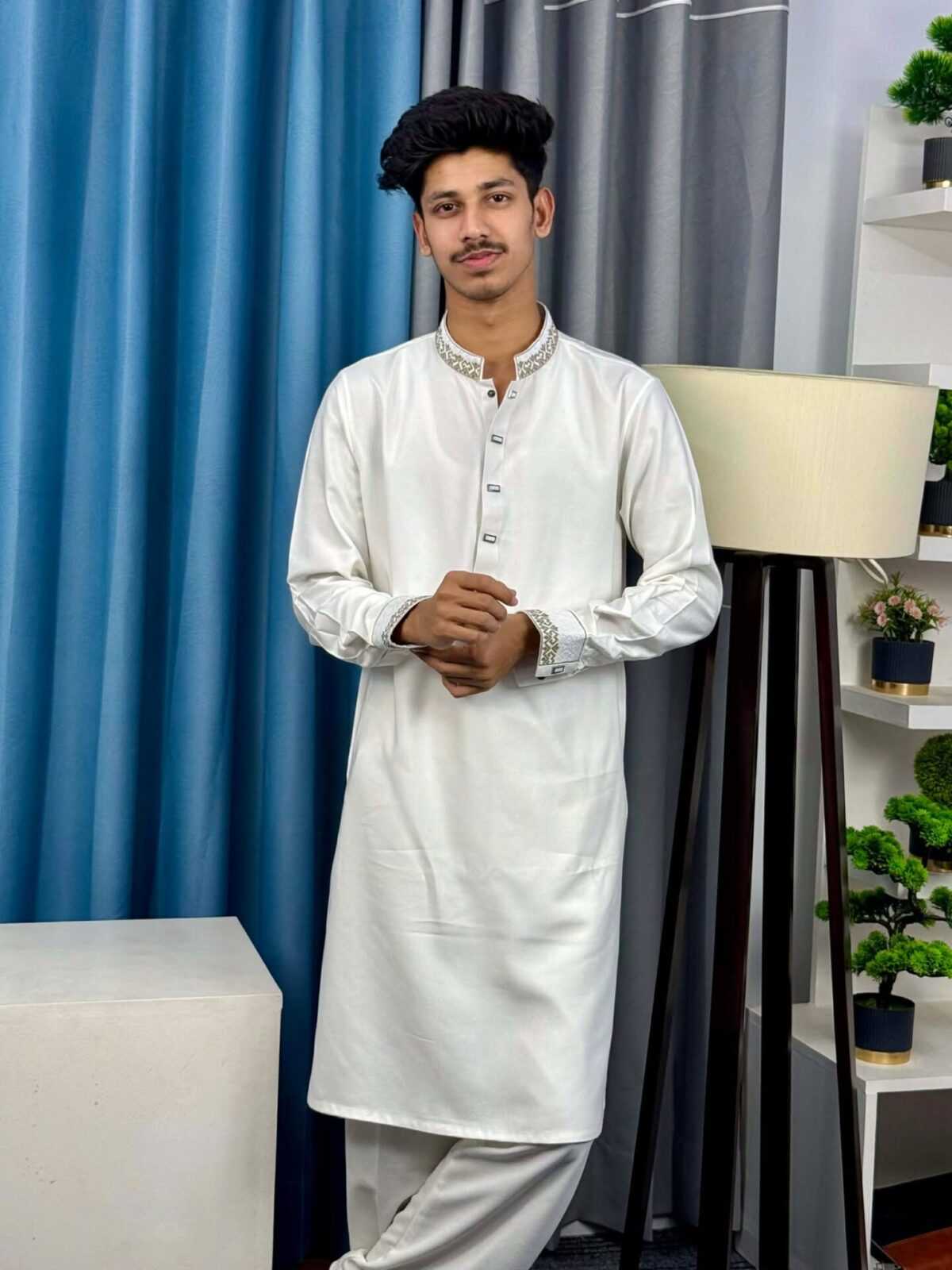 Premium White Embroidered Panjabi (PEP-8)