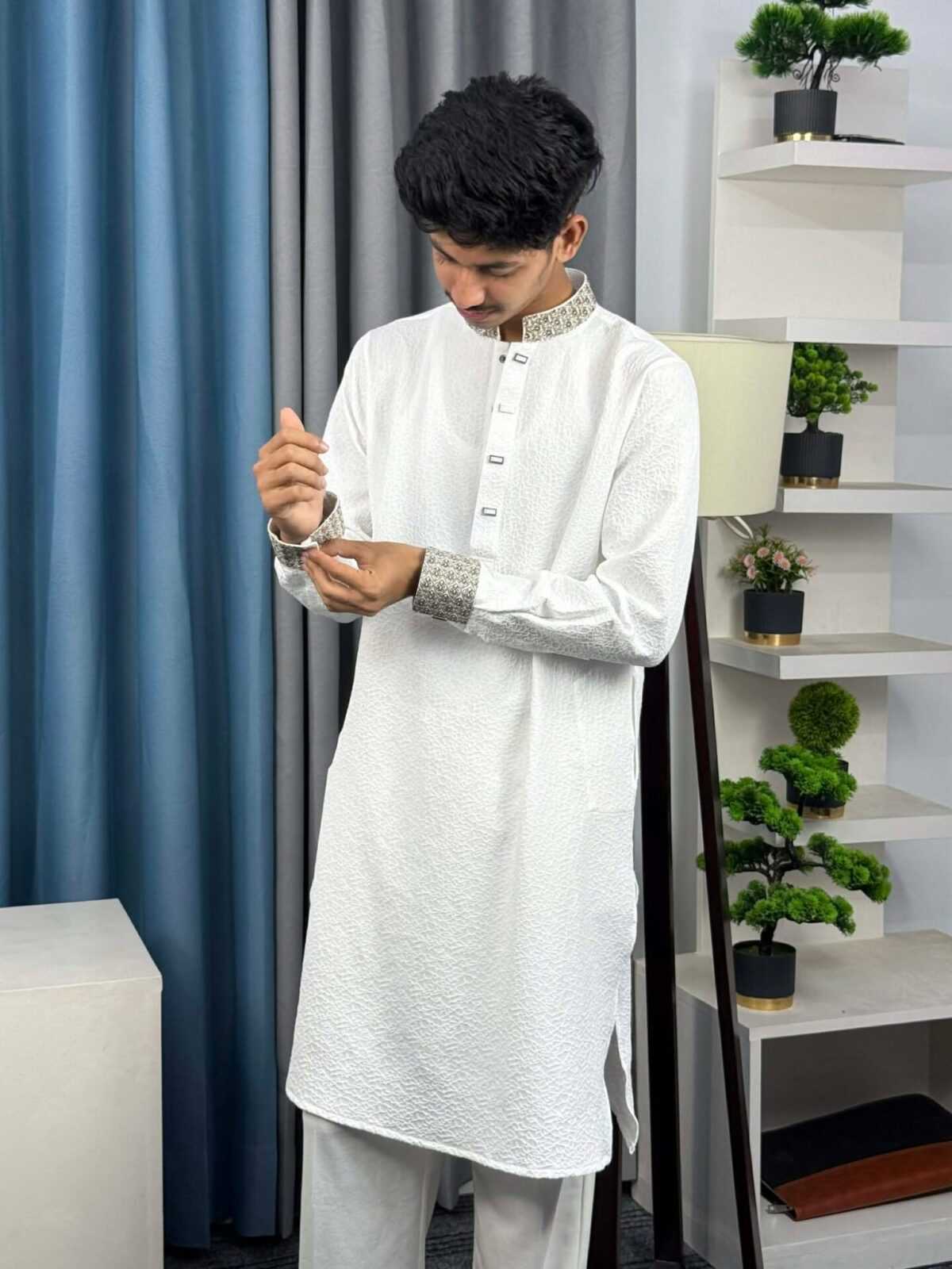 Premium White Embroidered Panjabi (PEP-9)