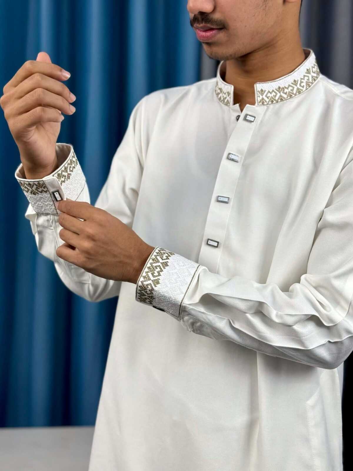 Premium White Embroidered Panjabi (PEP-8) - Image 5