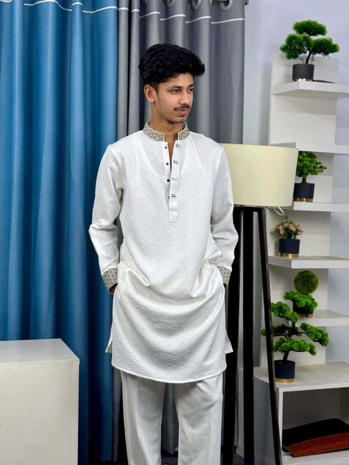 Premium White Embroidered Panjabi (PEP-9) - Image 5