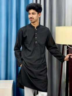 Premium Wave-Texture Black Panjabi (PWP-2)