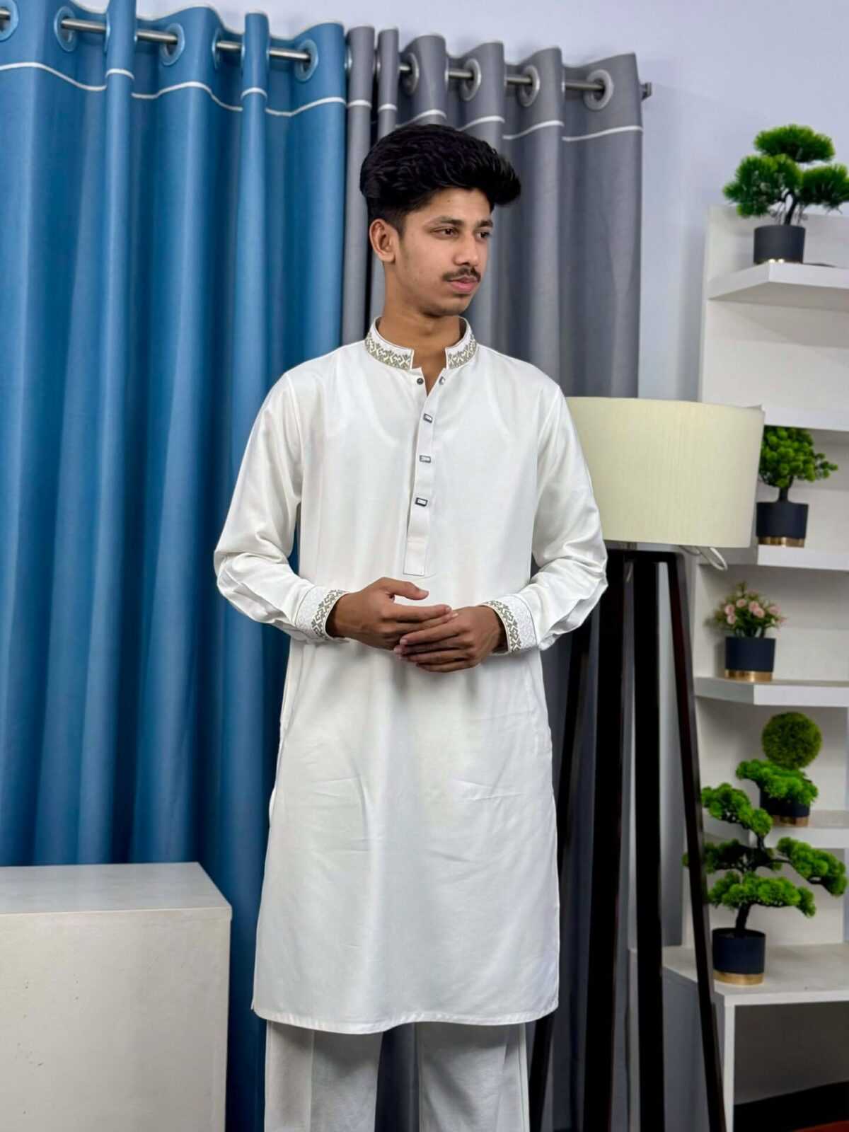 Premium White Embroidered Panjabi (PEP-8) - Image 3