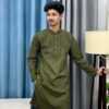 Premium Wave-Texture Olive Green Panjabi (PWP-3)