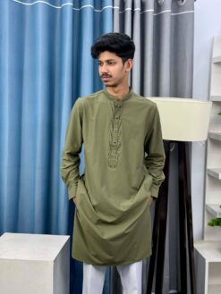Premium Classic Panjabi – Olive Green (PSP-1)