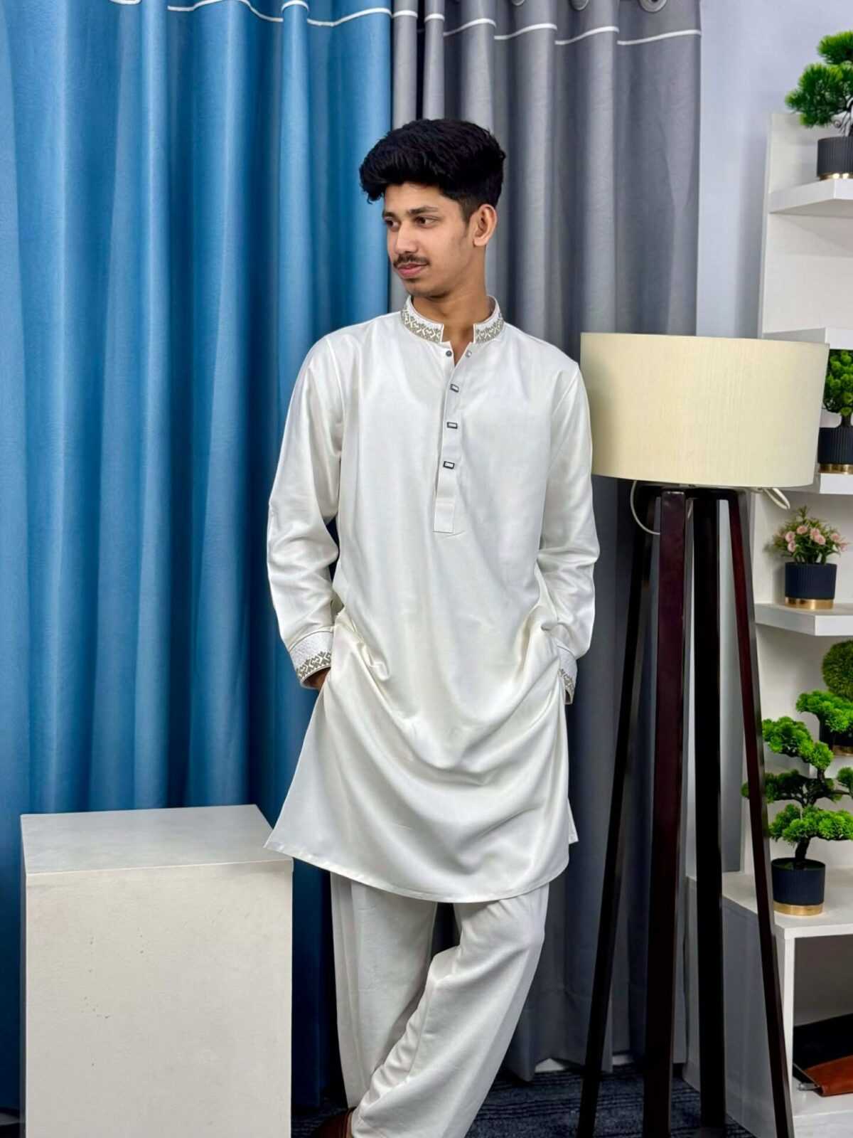 Premium White Embroidered Panjabi (PEP-8) - Image 4